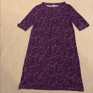 J. Crew handprinted purple cotton sweater dress